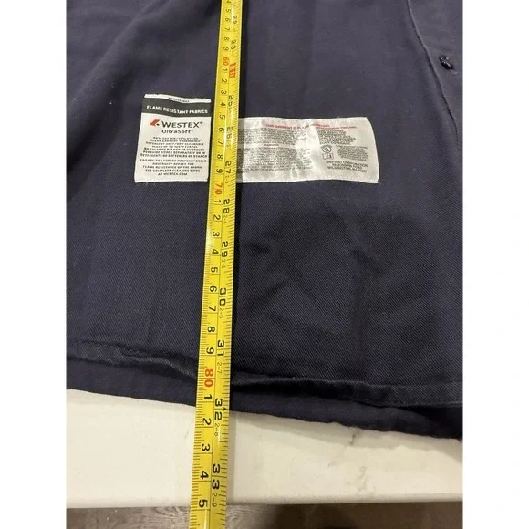 Amorex FR by UniFirst Button Up Long Sleeve Shirt 16.5 ARC 2 Navy Blue UltraSoft - Picture 10 of 10